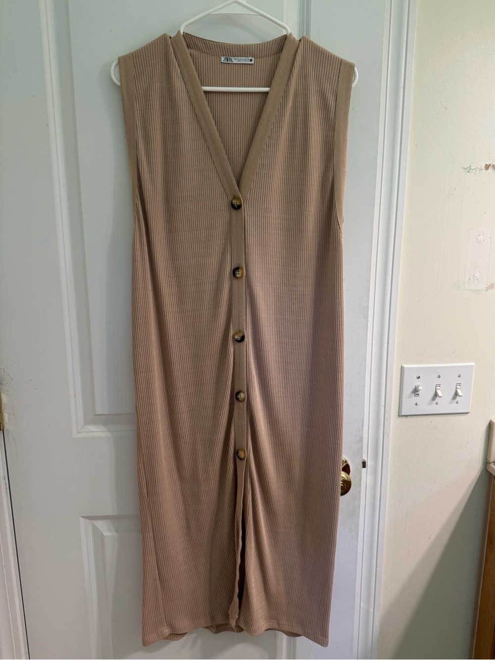 Zara Ribbed Button Front Midi Dress